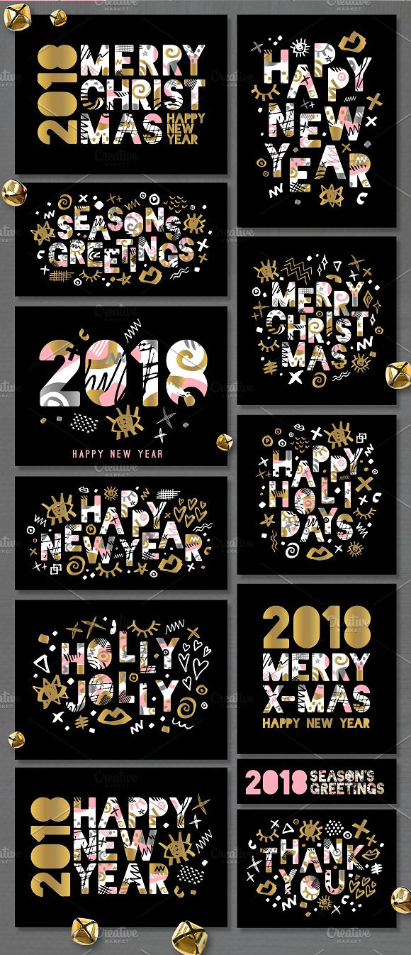 2018圣诞新年庆祝节日字体排版背景素材2