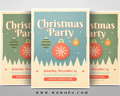 怀旧复古圣诞节促销活动传单海报设计
