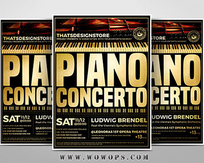 黑金创意钢琴培训招生海报设计模板
