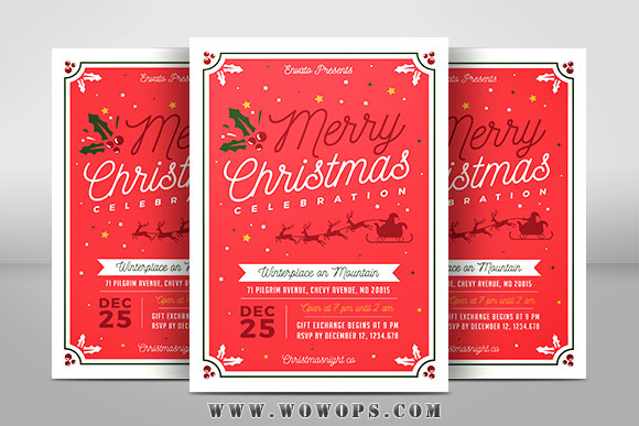 圣诞节庆祝活动传单海报设计模板1