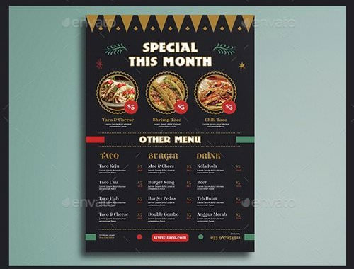 墨西哥餐厅西餐食物菜单PSD模板3