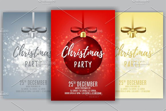时尚个性圣诞节节日活动促销海报设计合集3