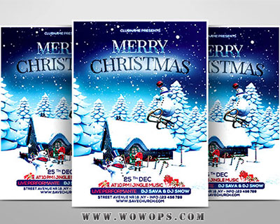冬季雪景圣诞节活动海报设计模板
