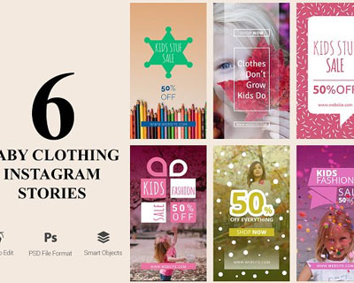 儿童服装Instagram产品销售促销横幅素材