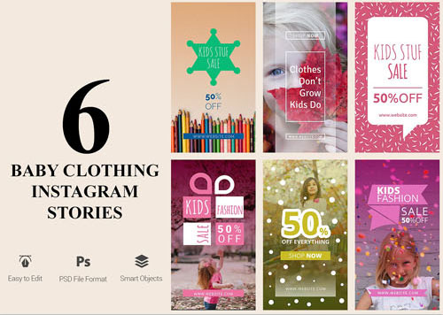 儿童服装Instagram产品销售促销横幅素材1