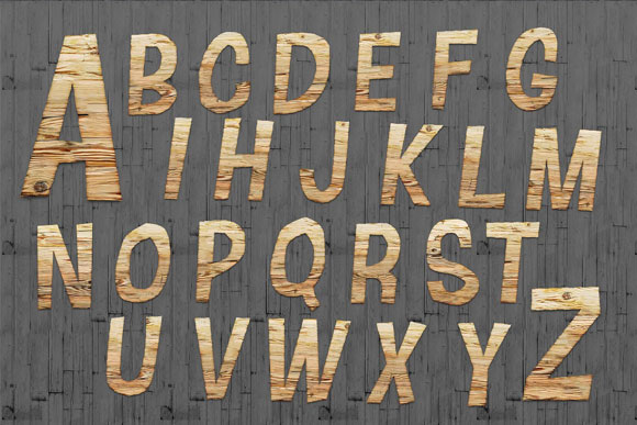 木质纹理26个字母符号数字素材2