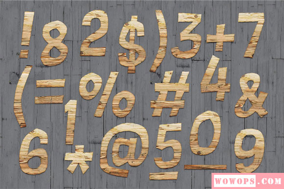 木质纹理26个字母符号数字素材3