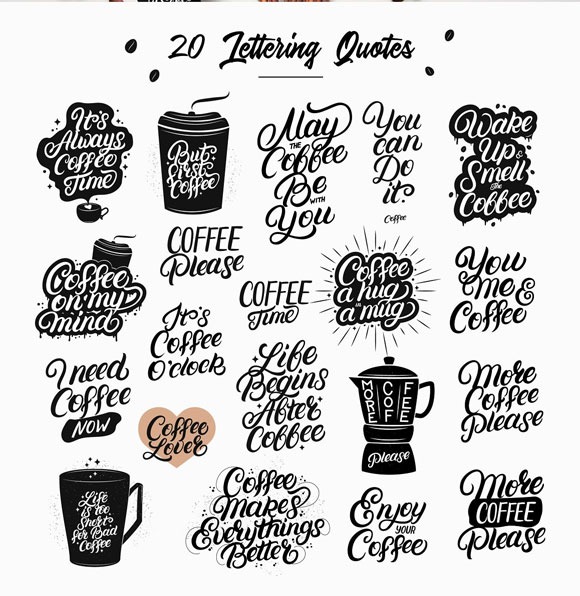 复古手写英文咖啡标签符号装饰设计元素素材2
