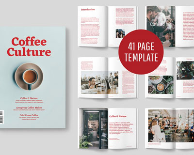 创意咖啡文化杂志画册设计模板下载
