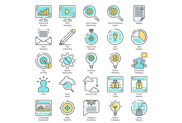 搜索引擎优化SEO网络营销网页图标素材2