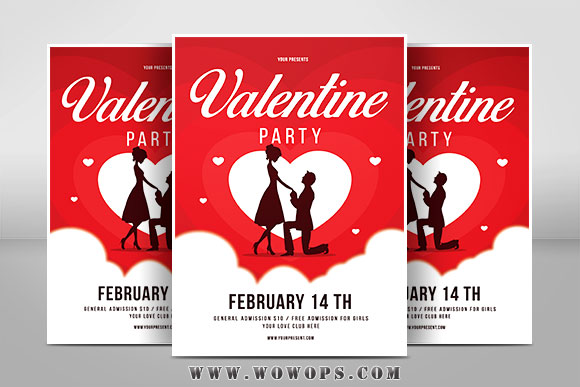 浪漫情人节派对活动海报设计模板1