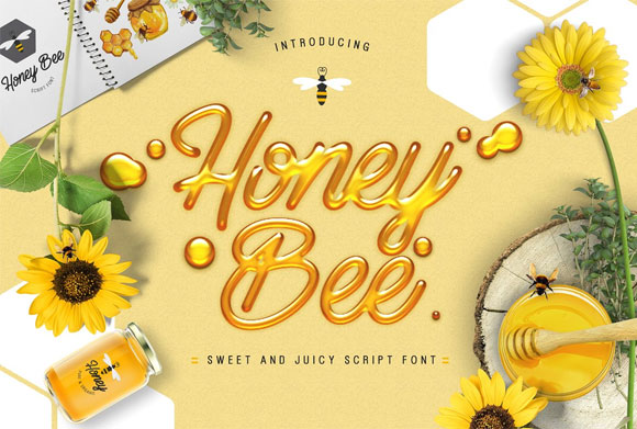 HoneyBee花式手写英文字体素材下载1