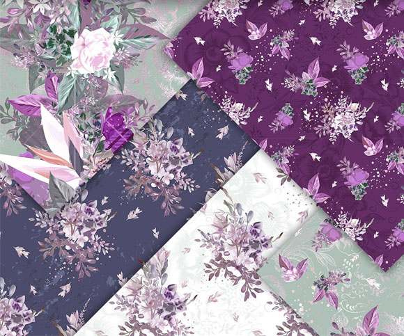 唯美时尚紫色花卉纹理图案背景素材下载3