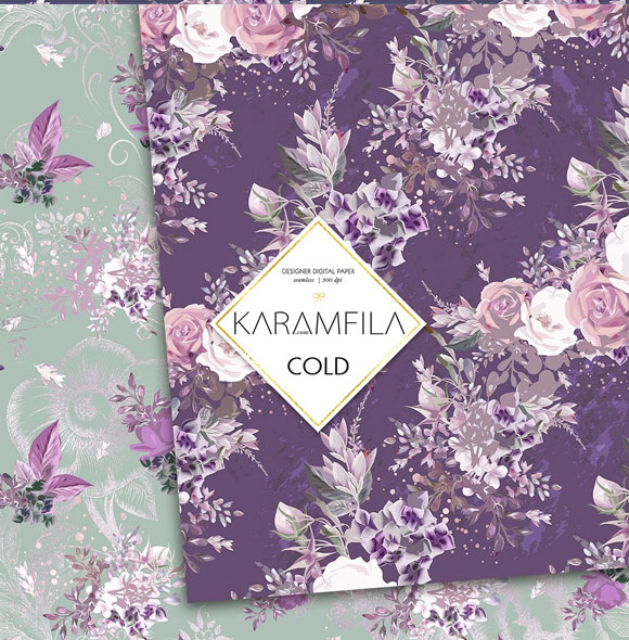 唯美时尚紫色花卉纹理图案背景素材下载5