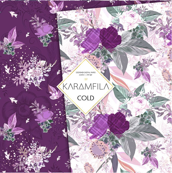 唯美时尚紫色花卉纹理图案背景素材下载7