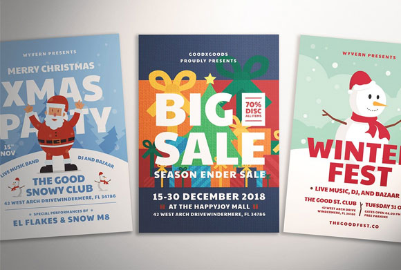 创意圣诞节活动销售啤酒节海报设计2