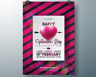 创意设计情人节活动促销海报传单素材