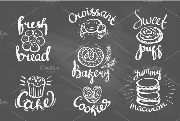 创意咖啡蛋糕烘焙英文短语标签素材下载6