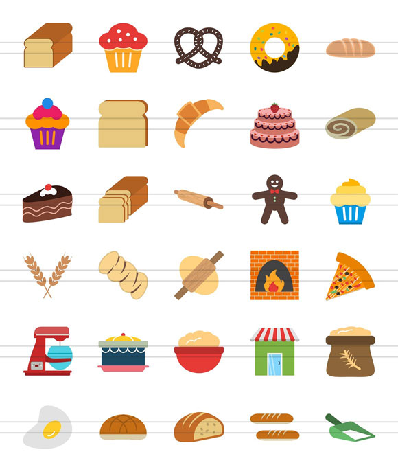 糖果饼干甜点面包房平面图标素材下载2