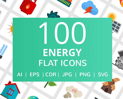 100款绿色能量生态平面图标素材