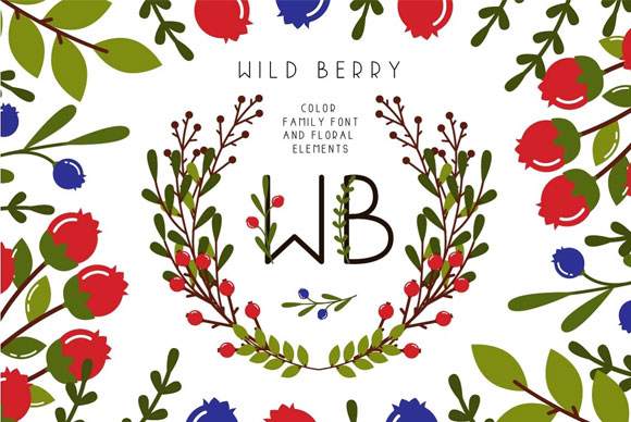 WildBerryBlue小清新英文字体装饰花环背景素材1