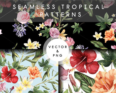 热带花卉植物服装印花图案素材下载