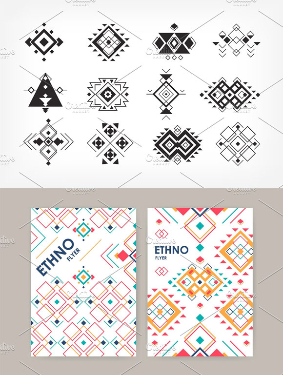 民族风格几何元素装饰图案卡片横幅设计2