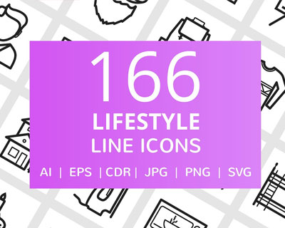 166种生活方式实用图标矢量下载