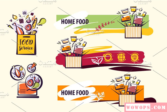 卡通食品卡片横幅设计元素下载7