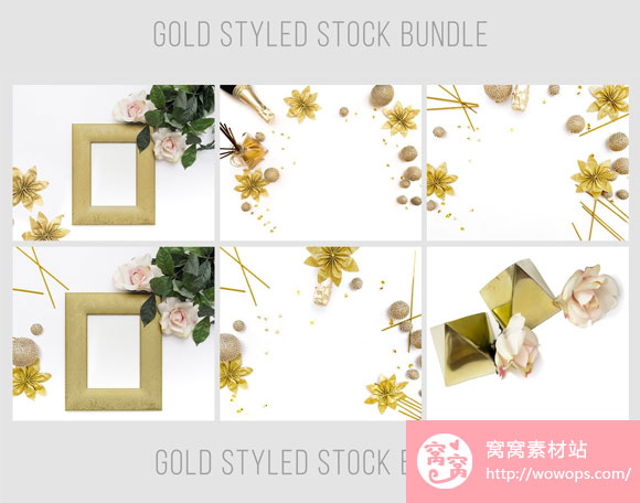 时尚婚礼主题金色花卉风格照片素材下载7