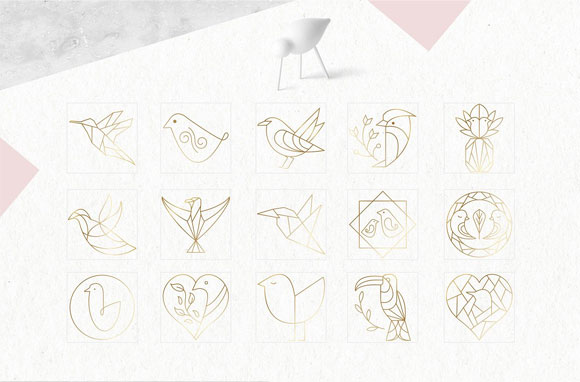 几何线条手绘鸟装饰图案素材下载7