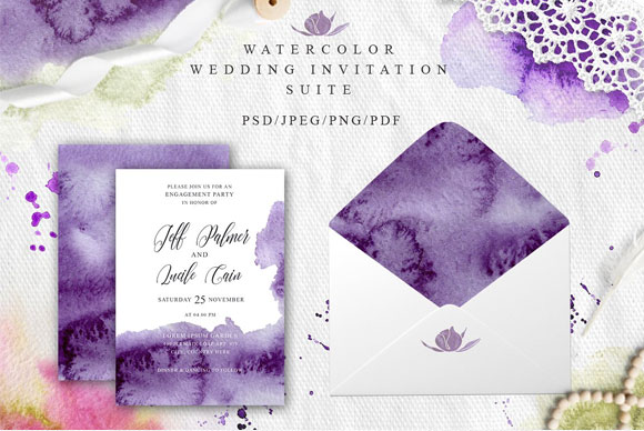 紫色浪漫爱情情人节婚礼请柬卡片素材下载2