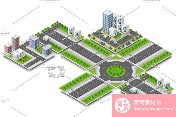 3D城市模块建筑图标景观建设素材下载8