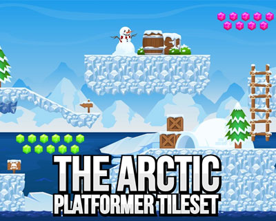 2D北极冰雪游戏场景矢量素材下载