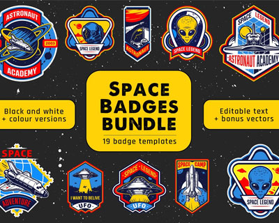外星人飞碟航天飞机空间徽章标签素材下载