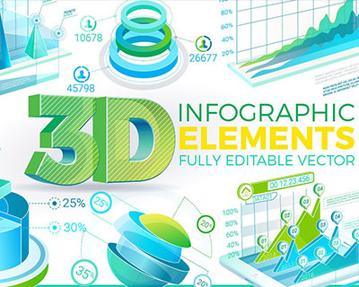 3D数据分析公司信息图表PPT元素下载
