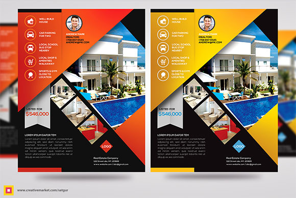 创意房地产销售业务推广传单海报设计模板6