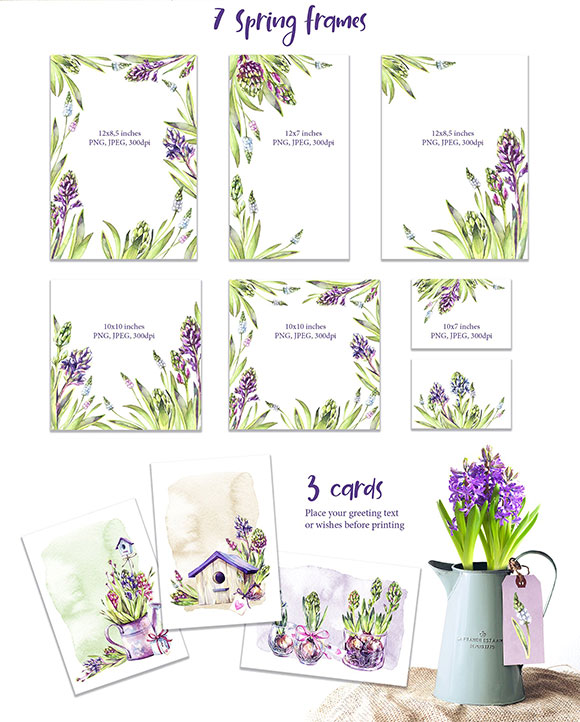 水彩手绘水仙植物花框礼物卡片装饰素材6