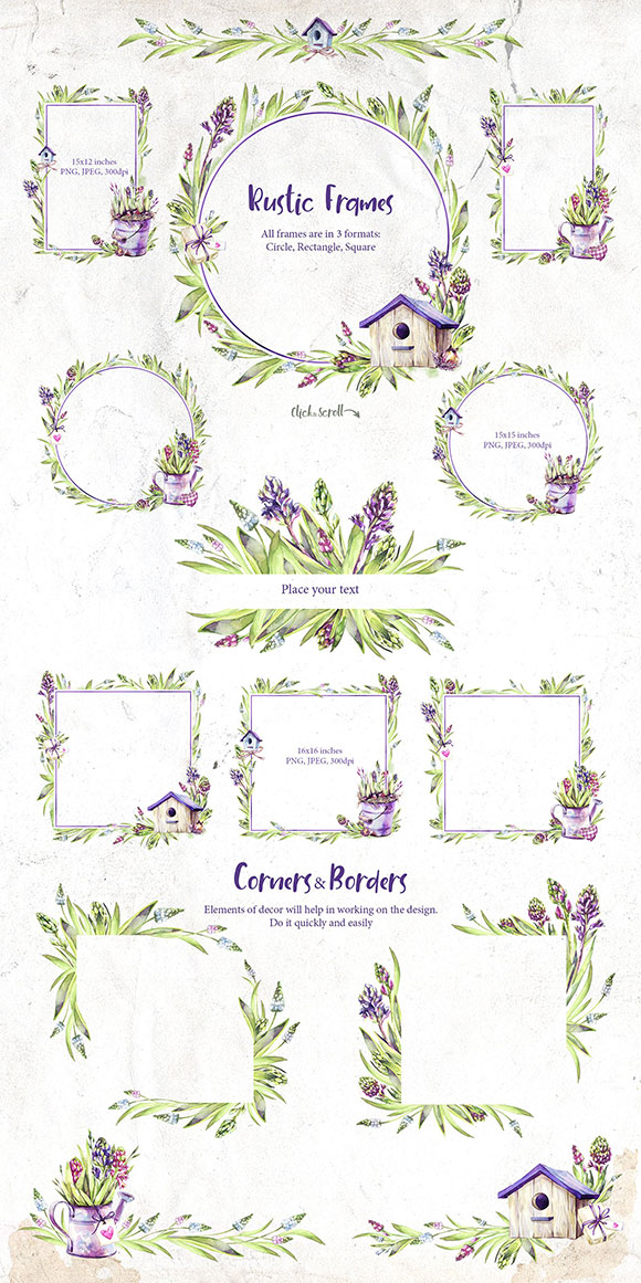 水彩手绘水仙植物花框礼物卡片装饰素材7