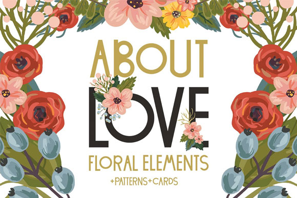 情人节花卉卡片装饰元素心形素材下载1