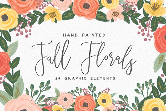 手绘小清新花卉图案卡片海报装饰素材1