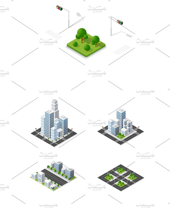 城市摩天大楼效果图概念插画素材下载3