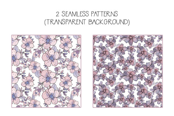 水彩花卉图案无缝背景图片素材下载3
