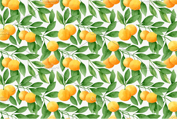 水彩橙柑桔艺术插画包装背景设计4