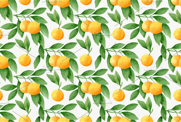 水彩橙柑桔艺术插画包装背景设计3