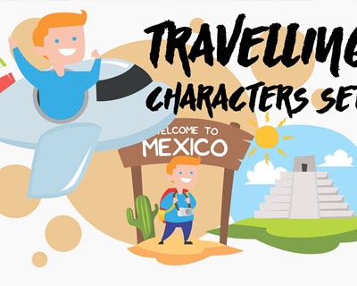 卡通人物墨西哥音乐旅行素材下载