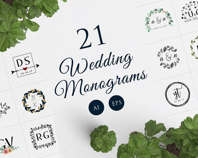 唯美小清新结婚婚礼标志LOGO设计素材下载