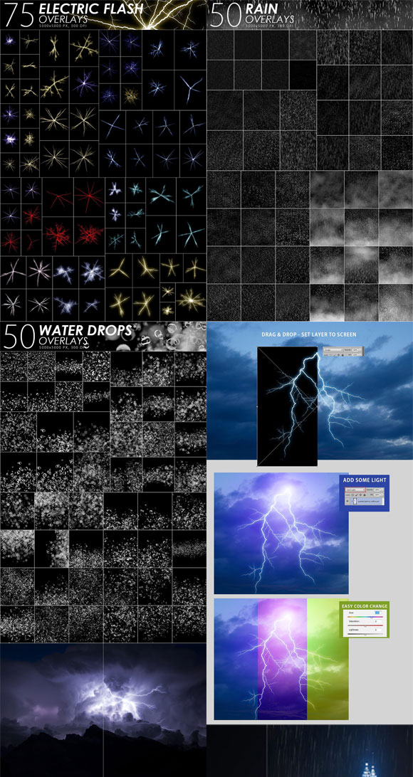 雨,雪,闪电特效摄影照片叠加素材下载3