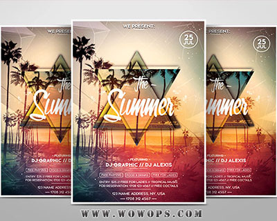 夏季热带海滩派对海报设计模板
