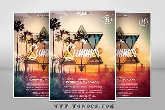 夏季热带海滩派对海报设计模板1